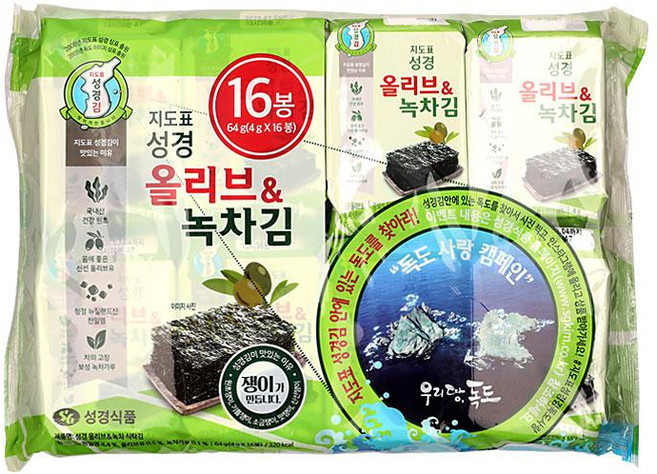 올리브&녹차식탁김4gx16단/성경-10개, 4g, 10개