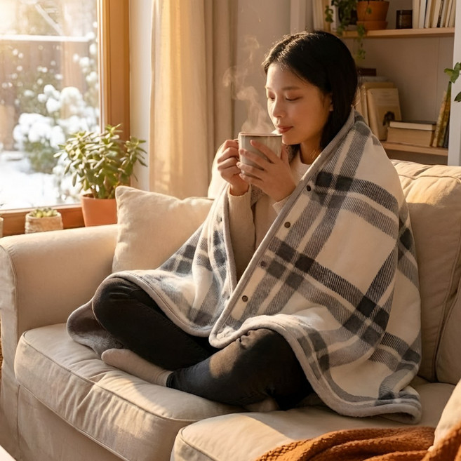 브레온 똑딱이 담요 착용형 보온 흘러내림방지