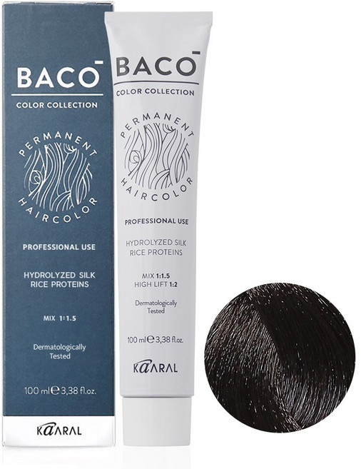 카랄 바코염색약 컬러 컬렉션 암모니아 냄새 없는 순한염색약 저자극 새치염색약, 5.00 (진한 흑갈색), 1개