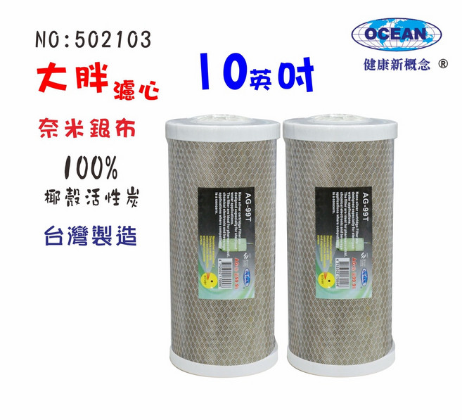 大胖 10英吋 奈米銀布 CTO活性炭 濾心 全戶水塔過濾器專用, 1個, AG-99T