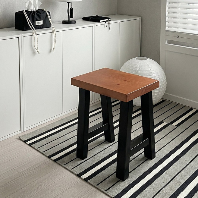 [한정수량 특가] 바우미스트 에비히 원목 스툴 화장대 의자 4colors, 블랙, 1개