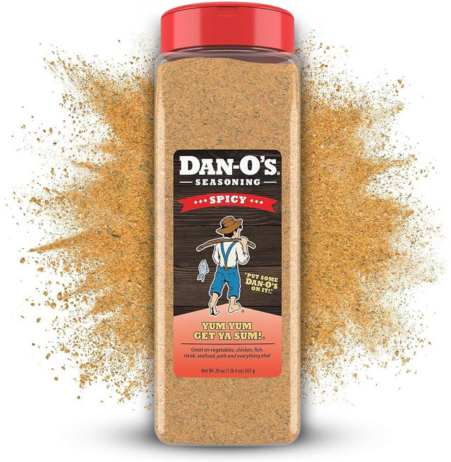 Dan-O's 스파이시 시즈닝 591.5ml(20온스) 병 닭고기 날개 버거 채소 등을 위한 핫 시즈닝 무설탕 제로 칼로리 이 매운 블렌드를 사용하여 마리네이드, Dan-O's 스파이시 시즈닝, 591.5ml(20온스