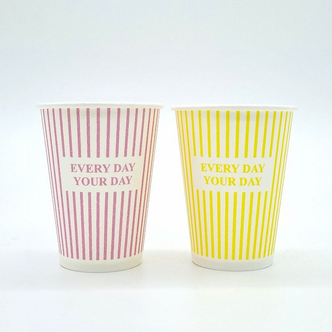 [더하리]무형광천연펄프 9온스 266ml 스트라이프 종이컵, 1개, 200개입