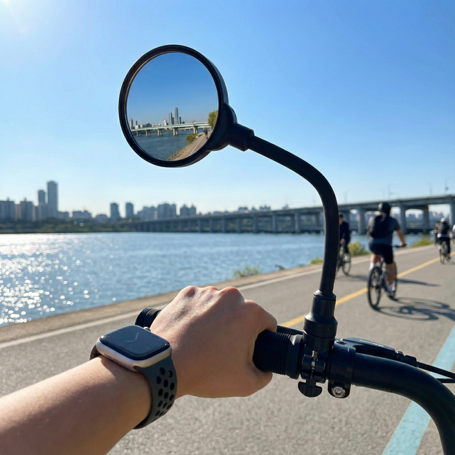 웨이백홈 각도조절 높이조절 자전거 사이드미러, 1개, 블랙