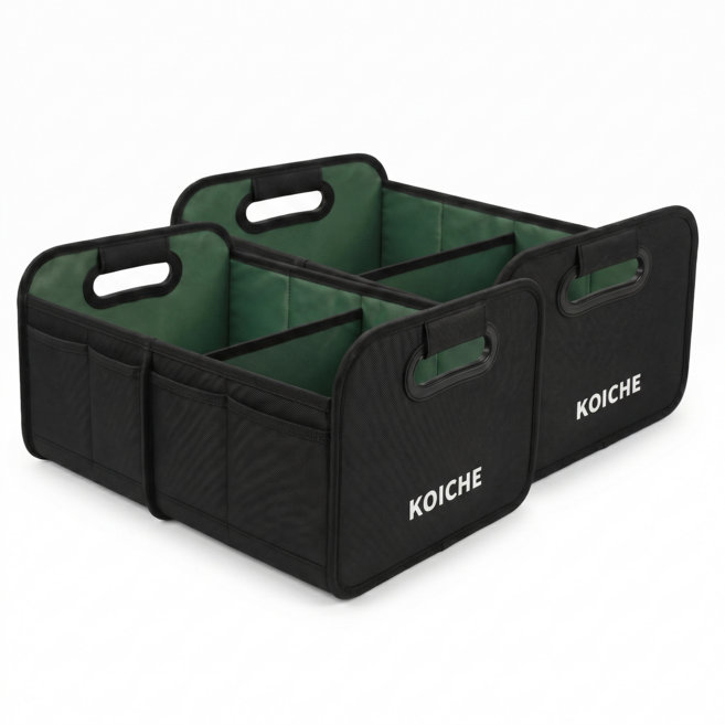 코이체 베이직 라인 접이식 자동차 트렁크 정리함, 그린 2개
