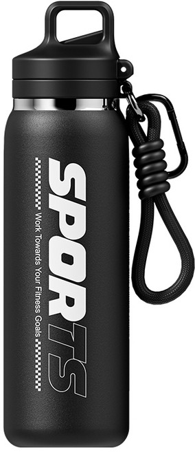 YONIVI 600mL 대용량 이중 진공 빨대 스텐 냉온 텀블러, 1개, 블랙