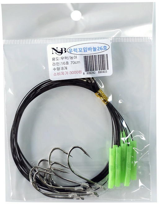 싸가지피싱 꼬임방지용 우럭채비 우럭선상낚시 침선 어초 채비 어피바늘 낚시바늘, 1개, 8개입