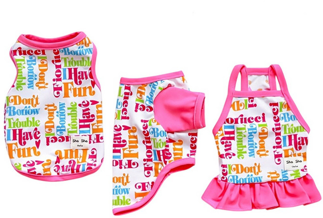 샤샤초이스 국내 스판 강아지 수영복 여름 일상복 강아지옷 레쉬가드, 1개, 프릴나시