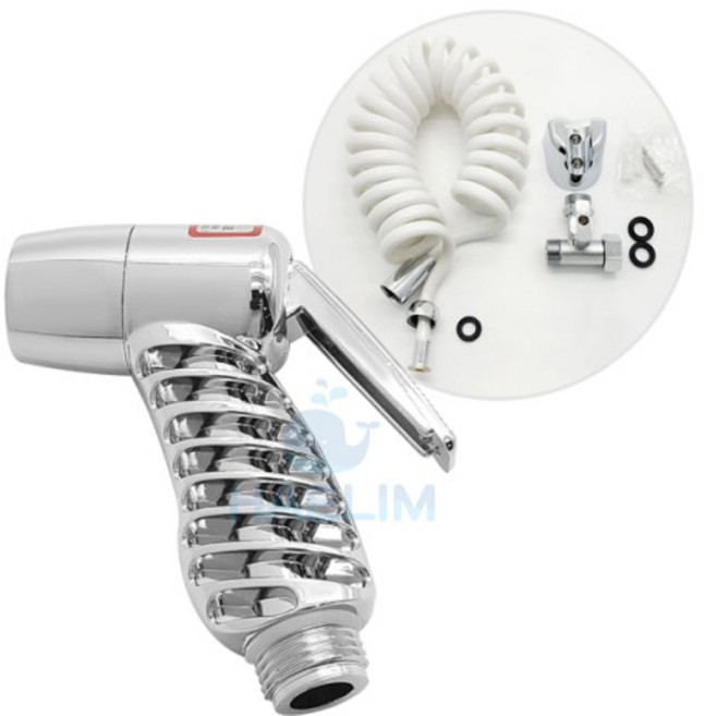 국산 DG354 욕실 다용도 스프레이건 청소 세트 잠금티밸브 3M꼬부리호스 미니건 화장실 청소건 변기청소 베란다 행거 샤워대 거치대, 1개