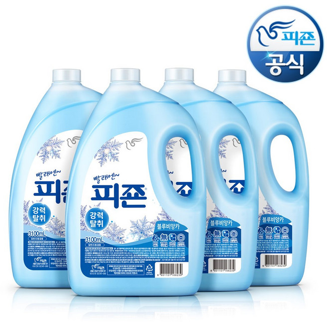 피죤 프리미엄 섬유유연제 블루비앙카 리필, 4개, 3.1L