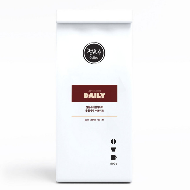 전광수커피 원두 데일리 콜롬비아 500g 산미있는 원두, (분쇄)에스프레소, 1개