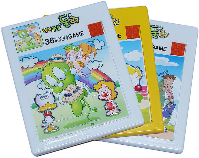 슬라이딩퍼즐 캐릭터36p/ 둘리 햄토리 스펀지밥 공룡 그림 조각맞추기 학습놀이완구 장난감 어린이선물, 1개