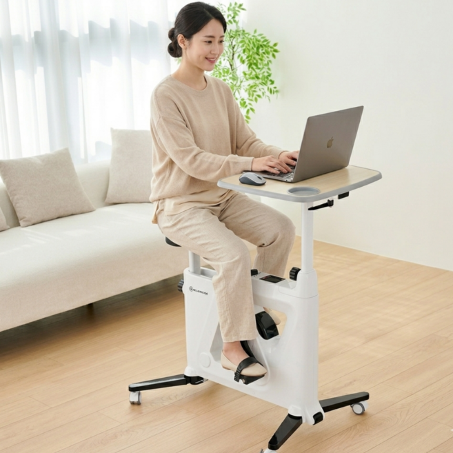 밸런스가이드 접이식 실내자전거 테이블 바이크 가정용 사이클, 화이트