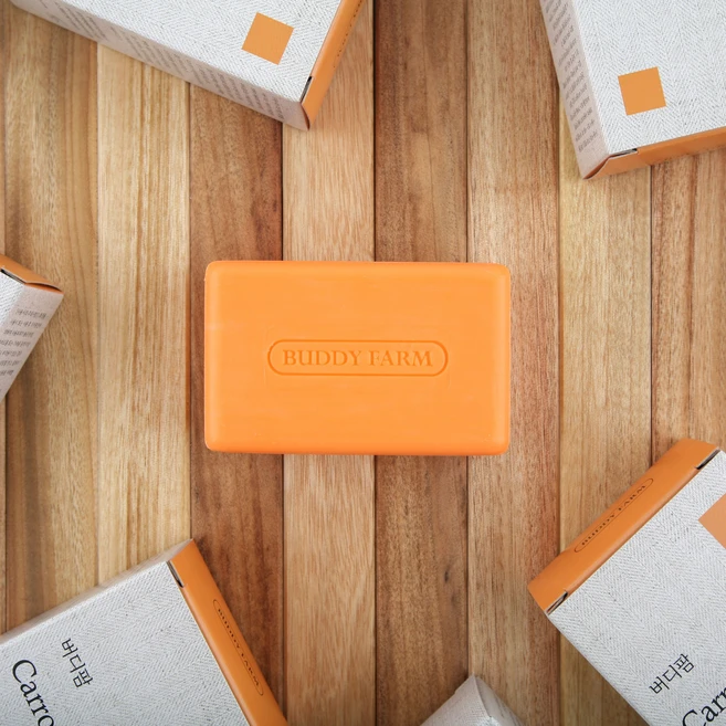 BUDDY FARM Premium Carrot Soap 125g 세수 세안 비건 비누 천연 비누 바디스크럽 바디워시, 1개, 프리미엄 당근비누 125g - 쿠팡