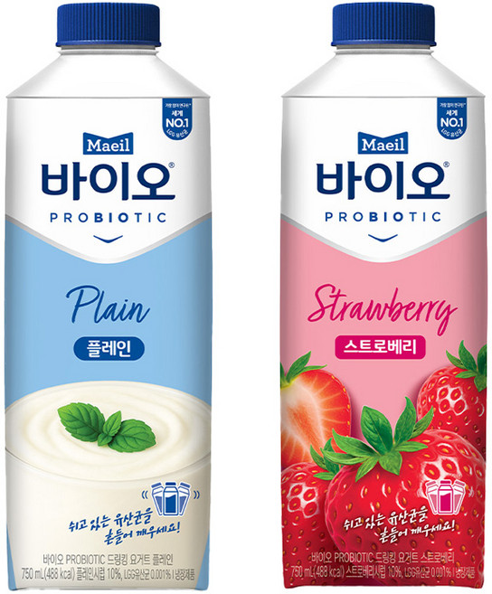매일바이오 드링킹 750ml3종/총3개(플레인 딸기 블루베리)/냉장혼합무배, 750ml, 750ml