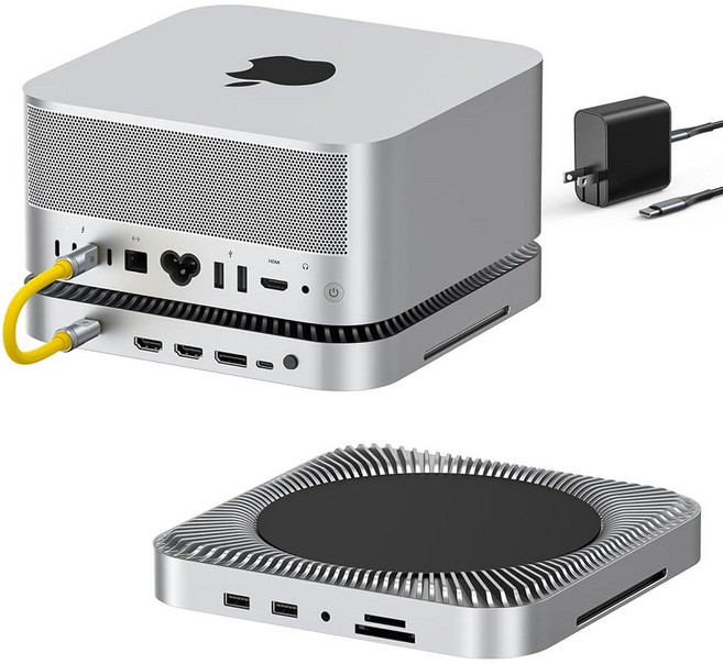 RayCue 맥 스튜디오용 10-in-1 80Gbps 도크 (M4 Max/M3 Ultra) | 듀얼 SSD 베이 (최대 16TB) HDMI 2.1 2개 디스플레이 포트 2.