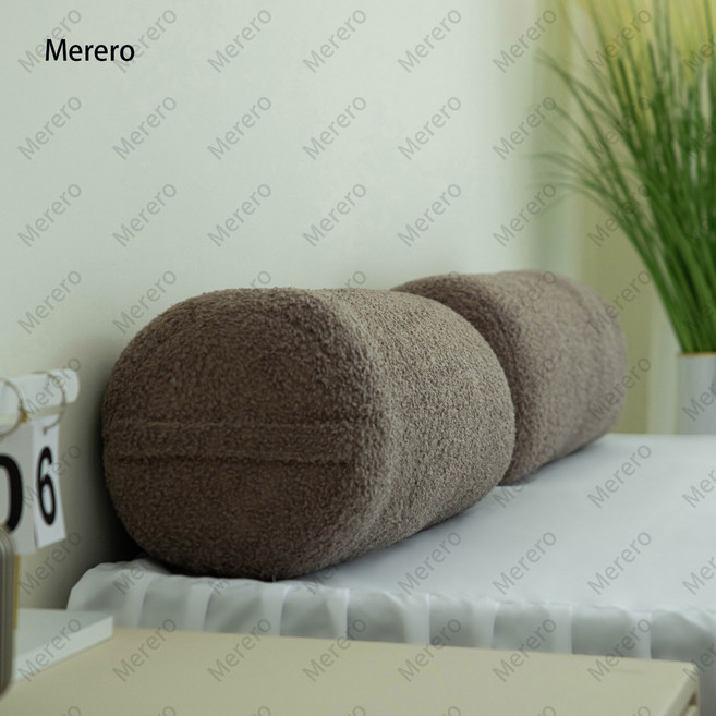 Merero 원형 바디필로우 대형 롱쿠션 누빔 일자형 바디필로우, 브라운