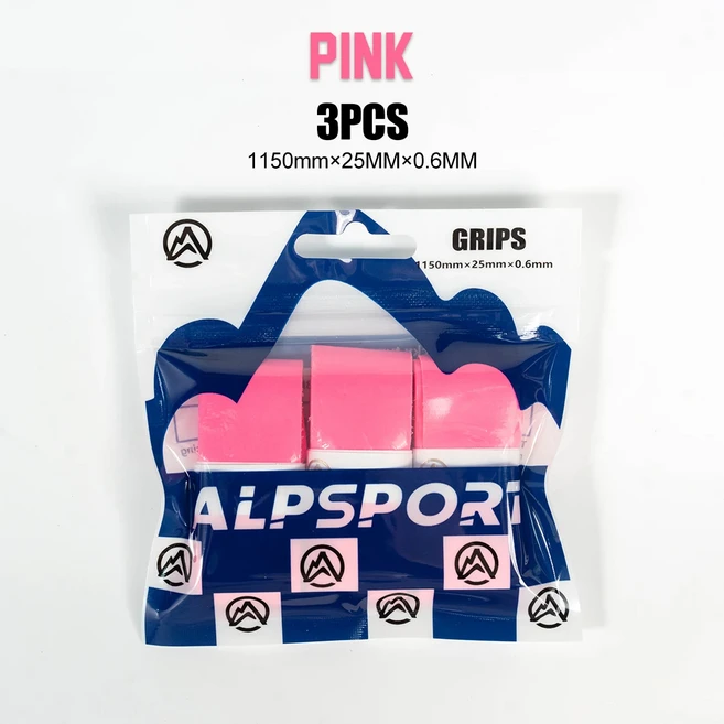 MBFISH 테니스 라켓 그립 테이프 3팩 소프트 오버 테니스 피클볼 배드민턴 - 미끄럼 방지 및 흡수성 세트, Pink, 1개