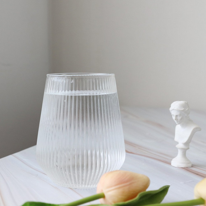 홈카페 내열 언더락잔 유리컵 물컵 온더락 물잔 AA 주름 칼립소 420ml, SL내열칼립소주름 420ml (770018), 1개