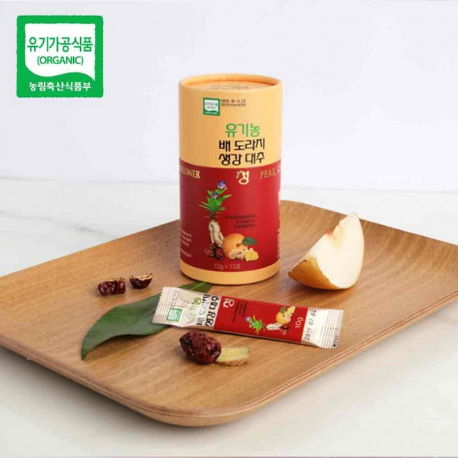 유기농 원료로 만든 배 도라지 생강 대추청 스틱형, 2개, 150g