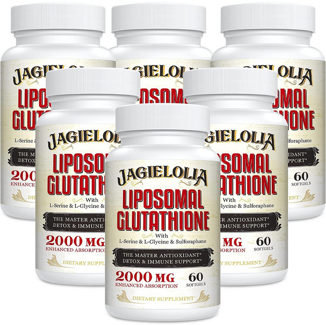 Jagielolia 리포소말 글루타치온 Glutathione 2000mg 함유 L Serine L Glycine 360소프트젤s, 6개, 60정