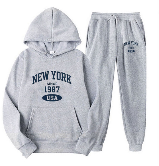 Moment Shop 남성용 뉴욕USA 기모 후드티 조거팬츠 상하세트