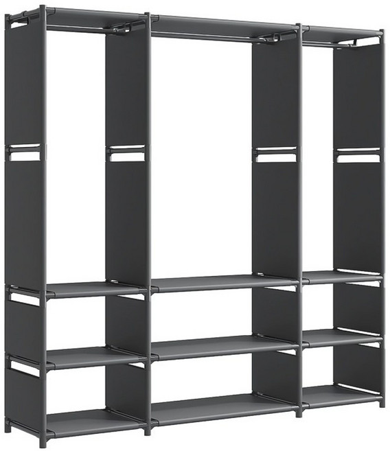 SSOK-DARM 쏙담 대용량 3단 철제 시스템 드레스룸 옷장 스탠드 선반 행거, 블랙