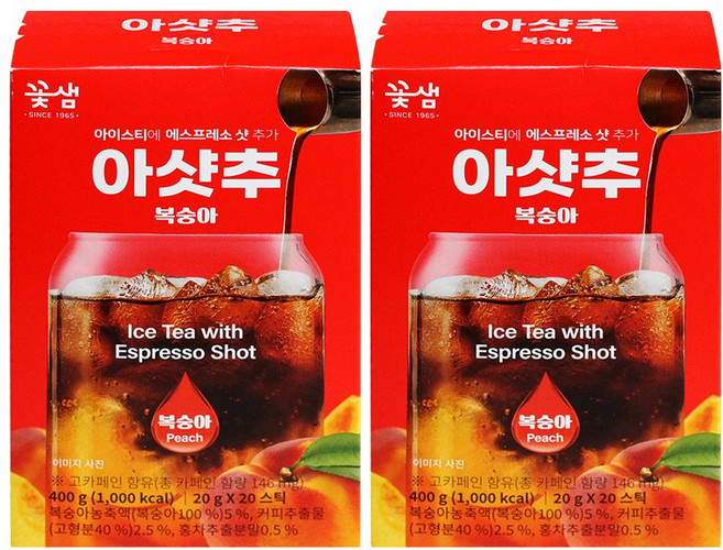 꽃샘 아샷추 복숭아 아이스티, 20g, 20개입, 2개