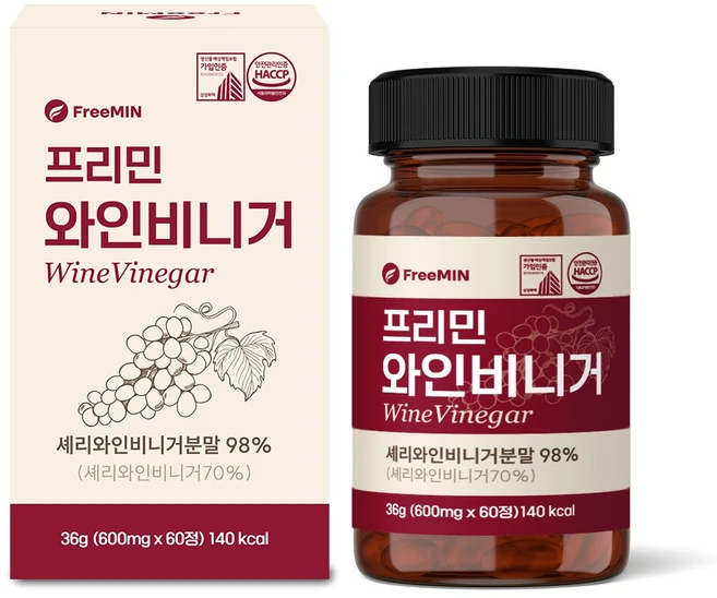 프리민 와인비니거 정 셰리 와인 식초 슬림 밸런스 HACCP, 1개, 60정 - 쿠팡
