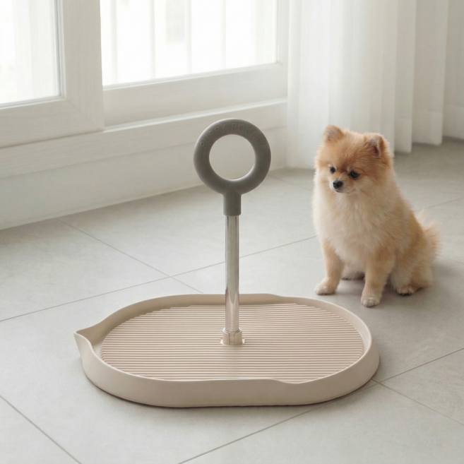 이보크 강아지 배변판 도넛손잡이, 1개, 베이지판 + 그레이링