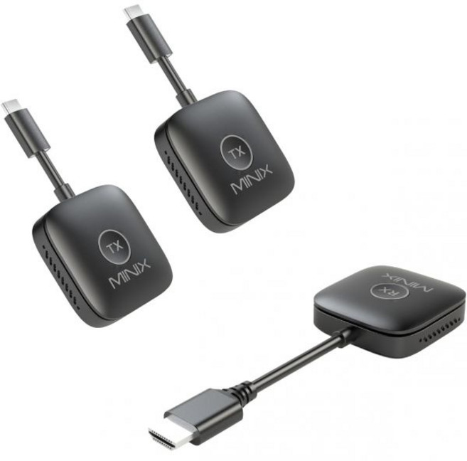MINIX 무선 HDMI – 송신기 듀얼 1 수신기 USB-C 어댑터 멀티스크린 확장 1080P 60Hz 164피트/50미터 2.4G/5G 와이파이 플러그 앤 플레이 TV/모니, MINIX 무선 HDMI – 송신기 듀얼 1 수신기 U
