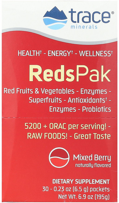 Trace Reds Pak 믹스 베리 30팩 개당 6.5g(0.23oz) Trace Minerals ® (트레이스 미네랄®), Trace, Reds Pak, 믹스 베리, 30팩, 개, 1개
