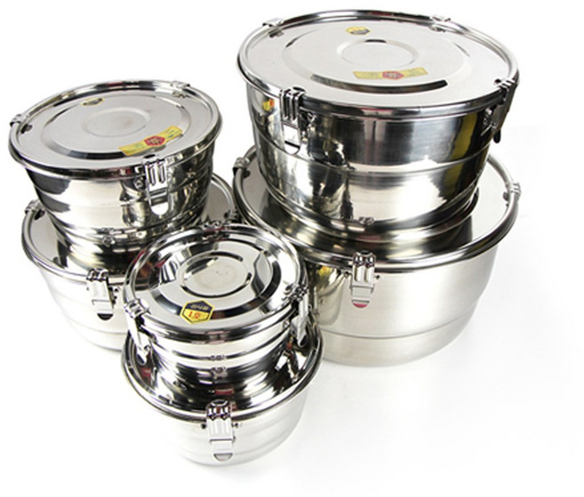 국산 27종 스텐김치통 원형김치통 반찬통 밀폐용기, 1개