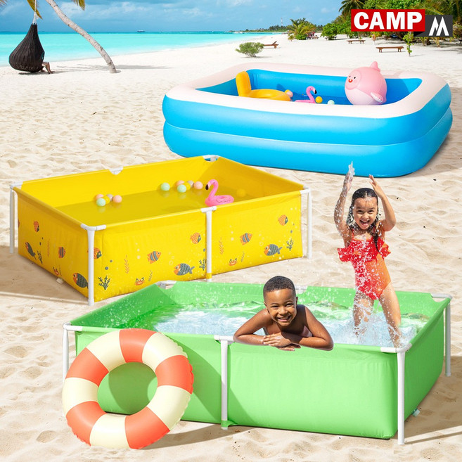 [풀장 3종 모음집] 베란다 물놀이 풀장 대형 가정용 어린이 미니풀장 사각 아기 수영장 야외 간이 에어 볼풀장 강아지 애견 대형풀장 <옵션선택 3개> CAMPM @214_EIRJC, 옐로우 X 미니, 1개