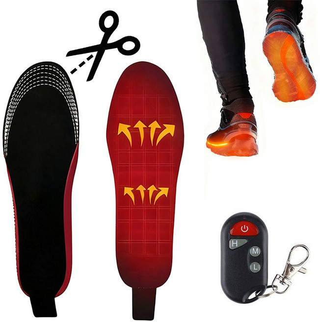 Garrl 발열 깔창 발난로 사이즈 자유 커팅 가능 USB충전 3단계 온열 리모컨 포함 겨울 스키 부츠 발 따뜻함