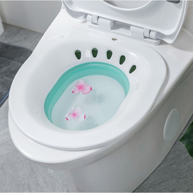 台灣現貨【折疊坐浴盆】孕婦用 月子盆 護理盆 馬桶坐浴盆 痔瘡泡盆 免蹲洗浴盆, 綠色, 1個