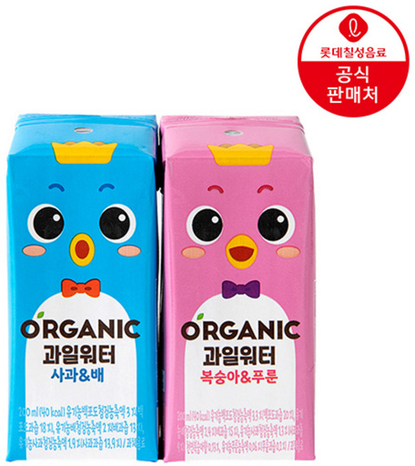 크니쁘니 오가닉 과일워터 200ml 24팩 [사과배 / 복숭아푸룬], 오가닉 과일워터 복숭아&푸룬 200ml 24팩