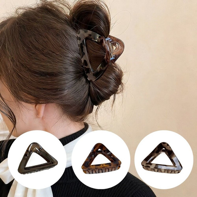 여성 유광 고급 헤어 집게핀 삼각 디자인 자동머리핀 3개 세트