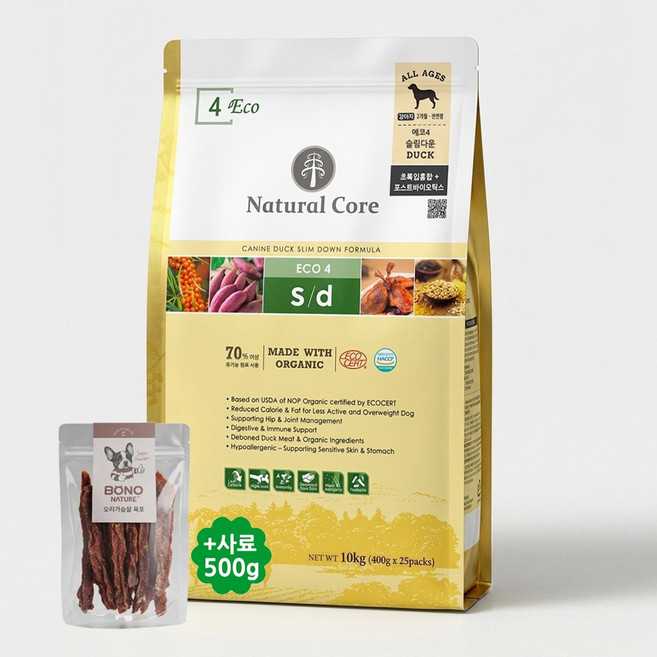 네츄럴코어 에코4 슬림다운 (다이어트용) 10kg+사료500g+오리육포100g