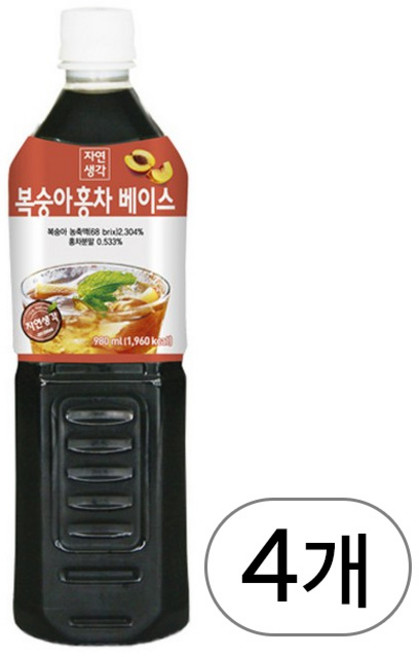 희창 자연생각 복숭아홍차 아이스티, 980ml, 4개