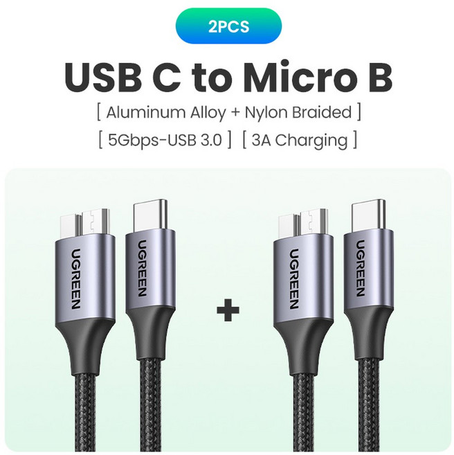 USB TO 케이블 5GBPS 3A 하드 드라이브 디스크 고속 데이터 동기화 코드 HDD SSD 케이스 C타입, Metal USB C -2PCS, 1m, 03 Metal USB C -2PCS_02 1m, 03 Metal USB C -2PCS_02 1m