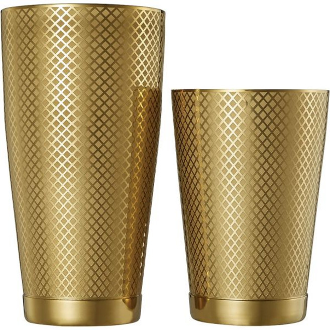 Barfly 다이아몬드 격자 칵테일 셰이커 세트 앤티크 구리(색상 모음), Gold, 18 oz & 28 oz Set, 18 oz & 28 oz Set