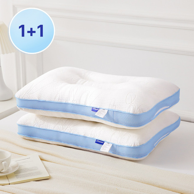 헤르티만 기능성 목편한 숙면 경추베개, 2개, 화이트