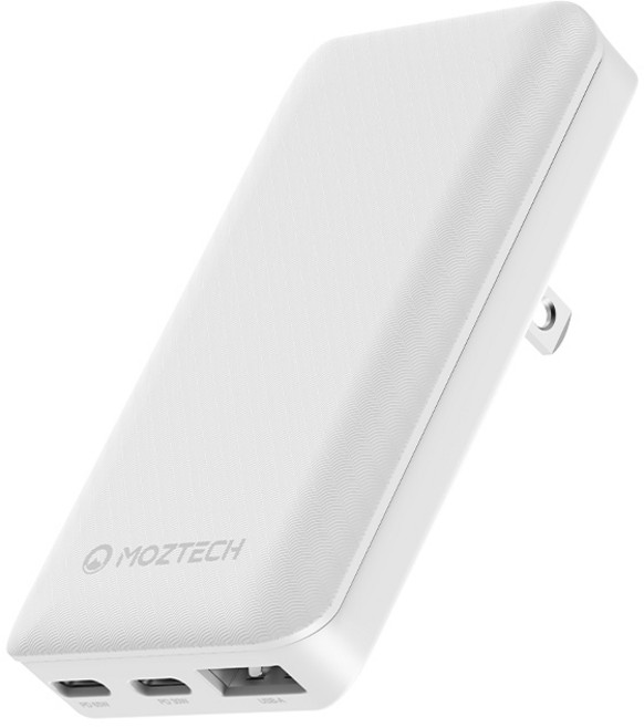 MOZTECH 65W GaN 氮化鎵充電器 三孔快充頭, 1個, 白色