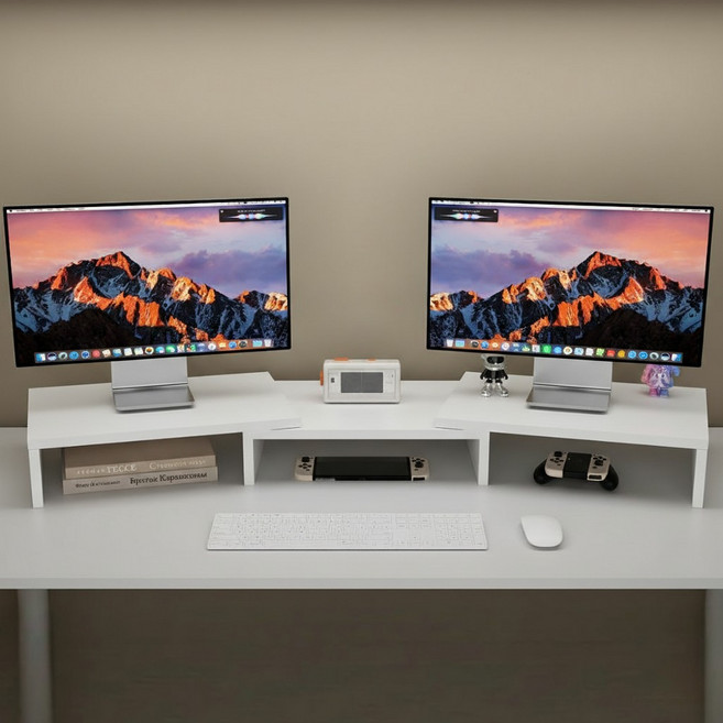 토도판다 길이조절 듀얼 모니터 받침대, 화이트