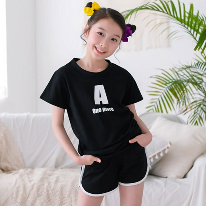 잭키드 여아용 통기성 원모어랍바 반바지세트