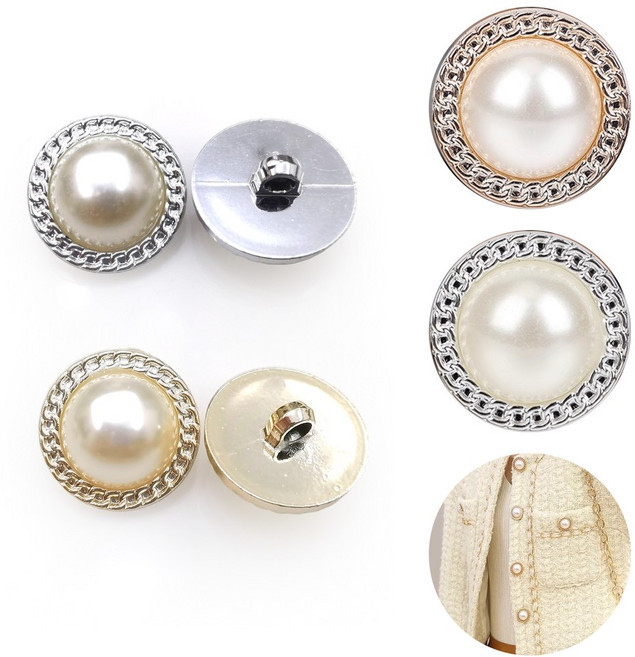 도나토르 예쁜 고급 진주알 단추10p, 10개, 골드