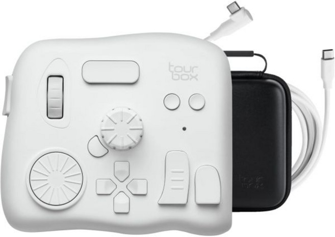 TourBox 엘리트 - 블루투스 비디오 편집 컨트롤러 컬러 그레이딩 속도 편집기 직관적인 제어 전문 디지털 크리에이터 콘솔 다빈치 프리미어 파이널 컷 프로 등용 맥PC 블랙, White (Device+Cable+Storage Ba, White (Device+Cable+Storage Ba