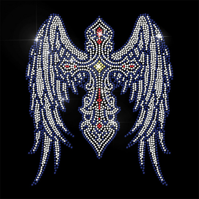 1세트 핫픽스모티브 옷리폼 스톤 큐빅 부자재 의류DIY - 십자가 날개 210x297mm, 혼합 색, 1개