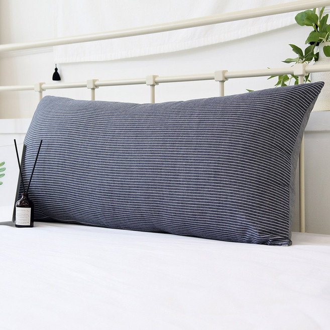 스타일공간 데일리 등쿠션 대쿠션 대형 커버, W라인네이비 (솜미포함)